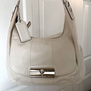 Coach “Kristin” Convertible Ivory Leather Hobo Shoulder Bag w/ wristlet